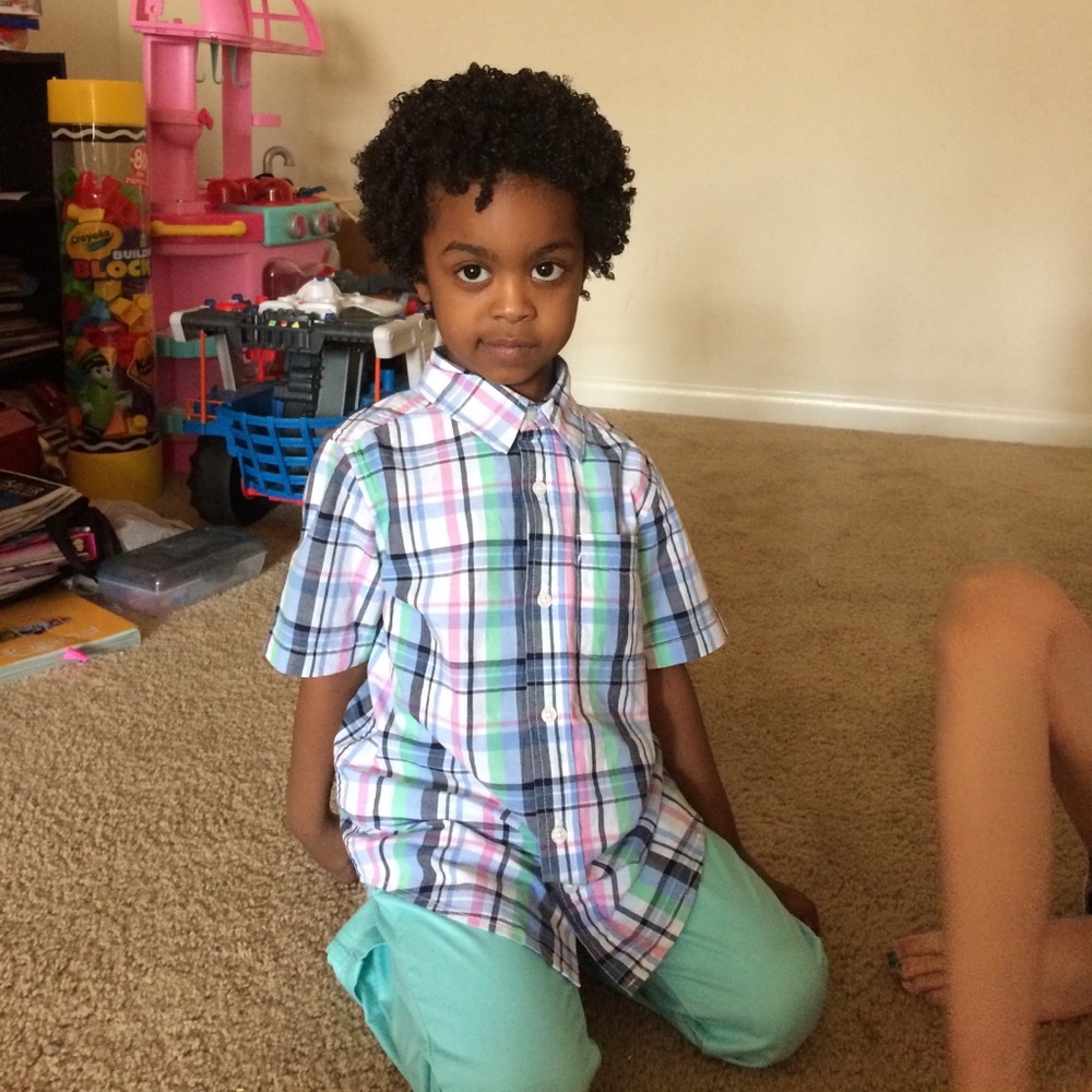 Little boys Colorful plaid button up shirt